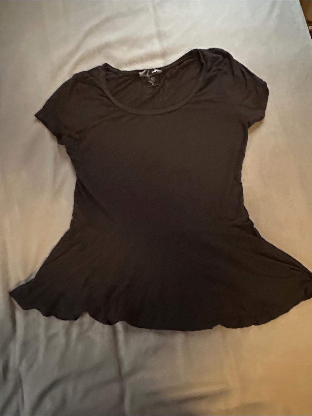Aqua Black Short Sleeve Peplum Tee